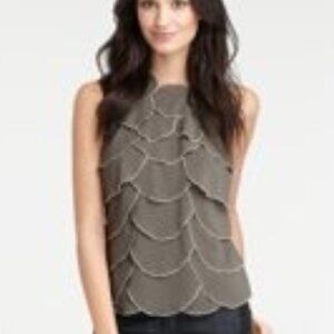 Ann Taylor Petal Top Sleeveless Blouse Greyish Brown Charcoal